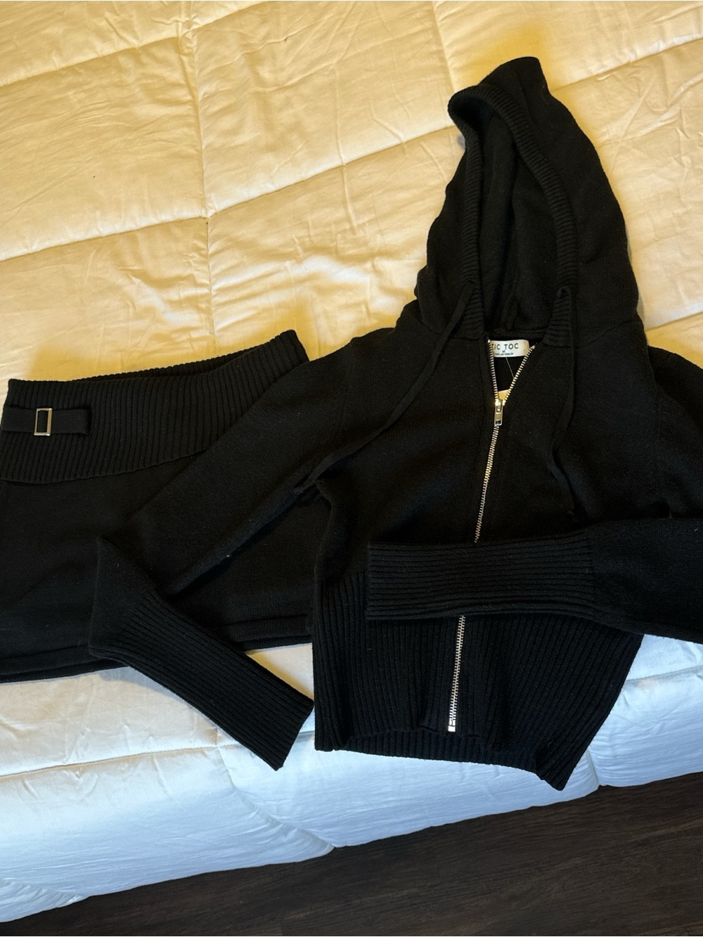 Black Hooded Knit Skirt - Brand: